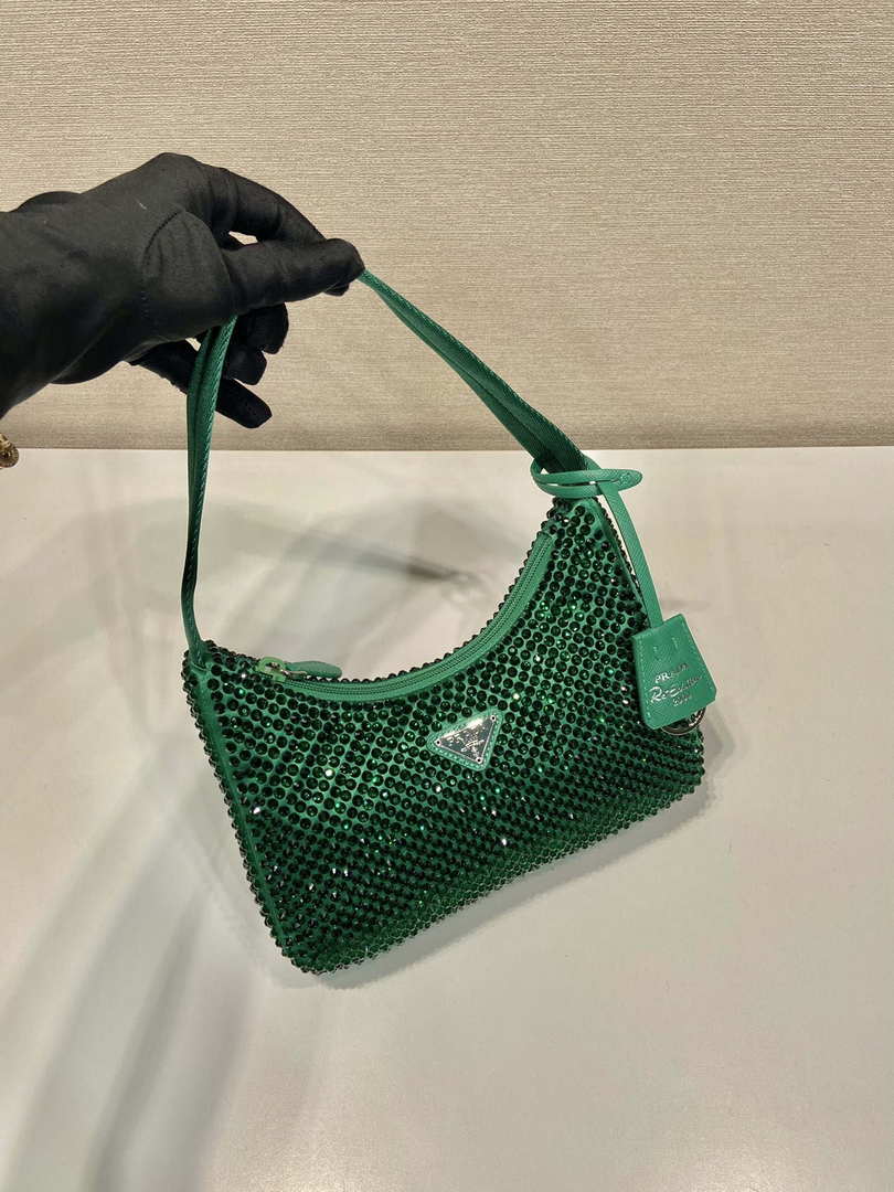 Prada 1NE515 Satin mini-bag with artificial crystals Jade green - Default Title - View 3