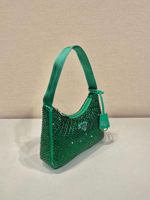 Prada 1NE515 Satin mini-bag with artificial crystals Jade green - Default Title - View 4