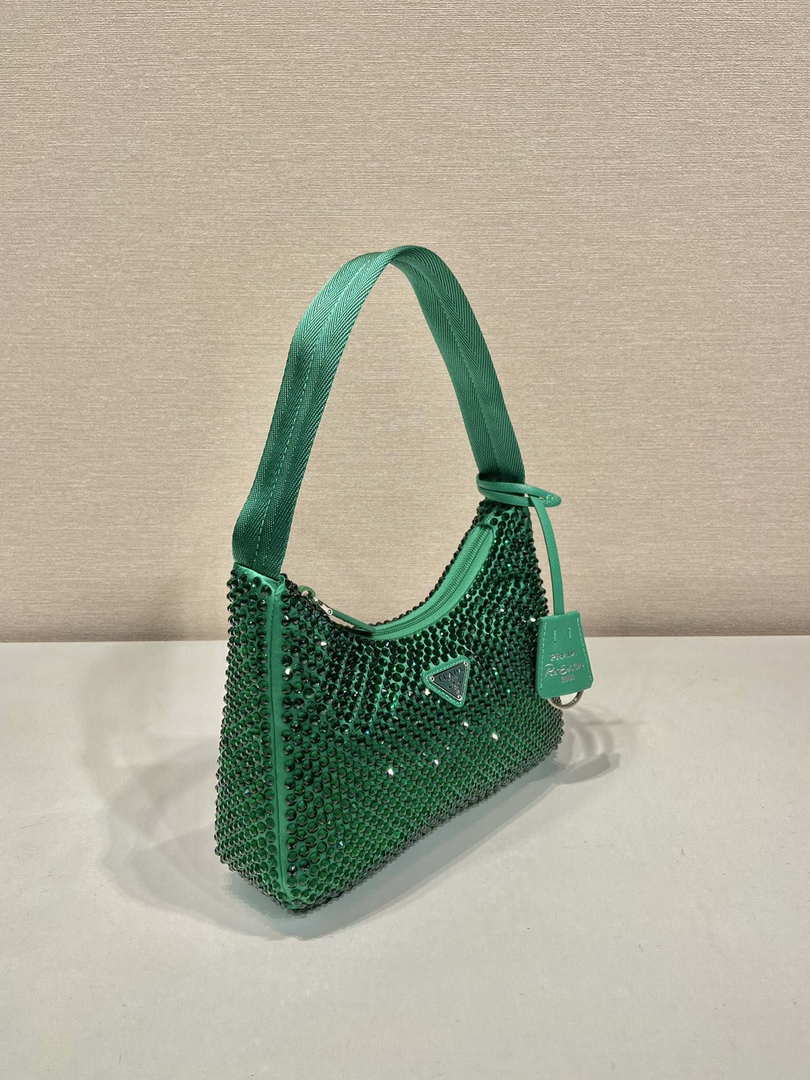 Prada 1NE515 Satin mini-bag with artificial crystals Jade green - Default Title - View 4