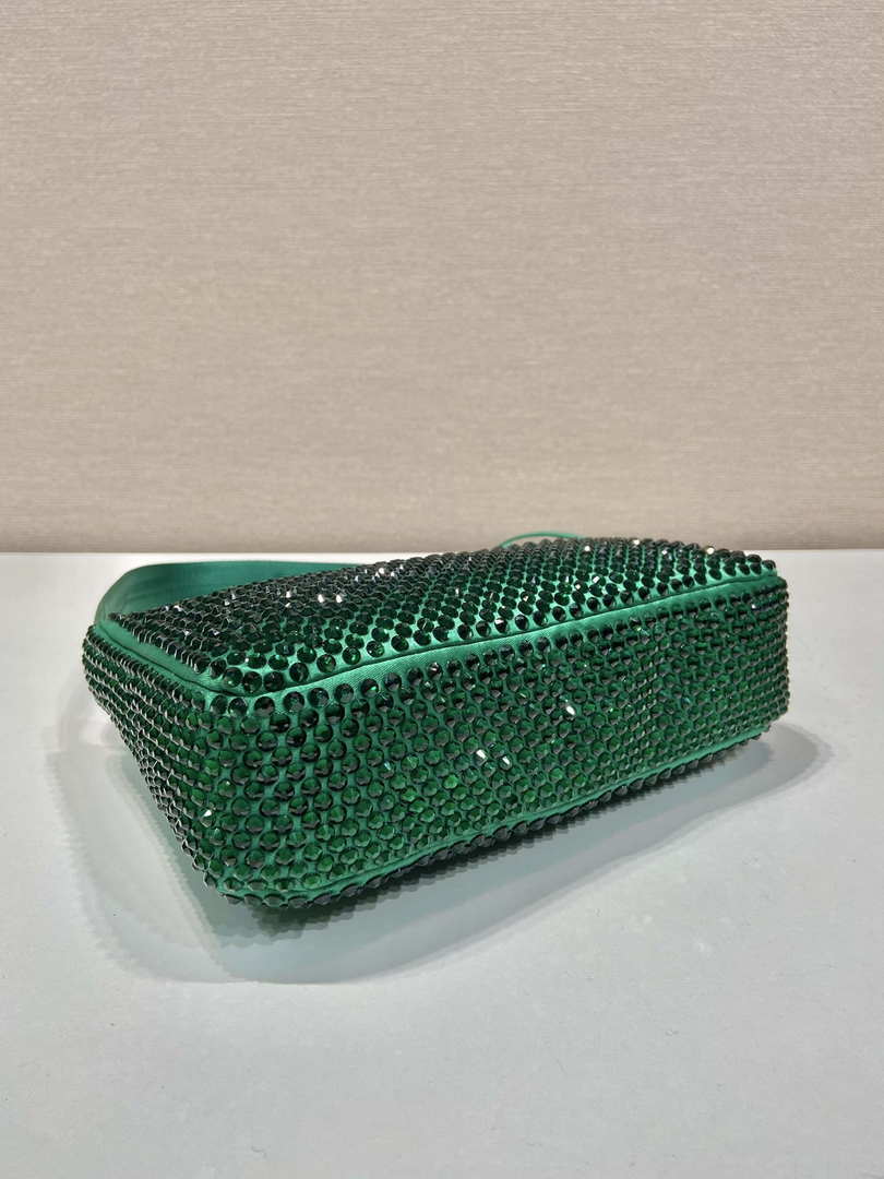 Prada 1NE515 Satin mini-bag with artificial crystals Jade green
