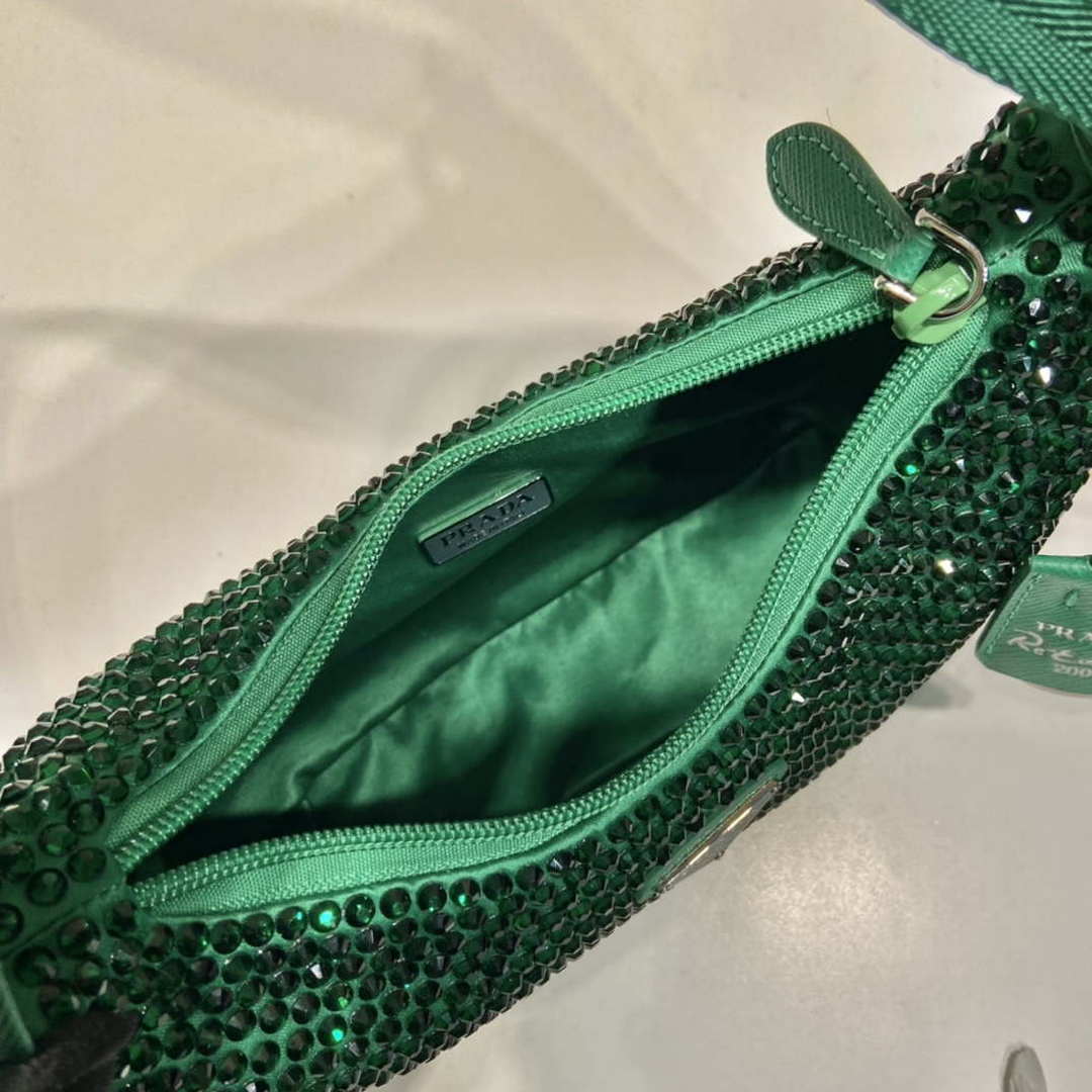 Prada 1NE515 Satin mini-bag with artificial crystals Jade green - Default Title - View 8