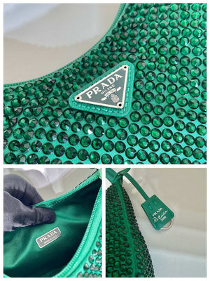 Prada 1NE515 Satin mini-bag with artificial crystals Jade green - Default Title - View 9