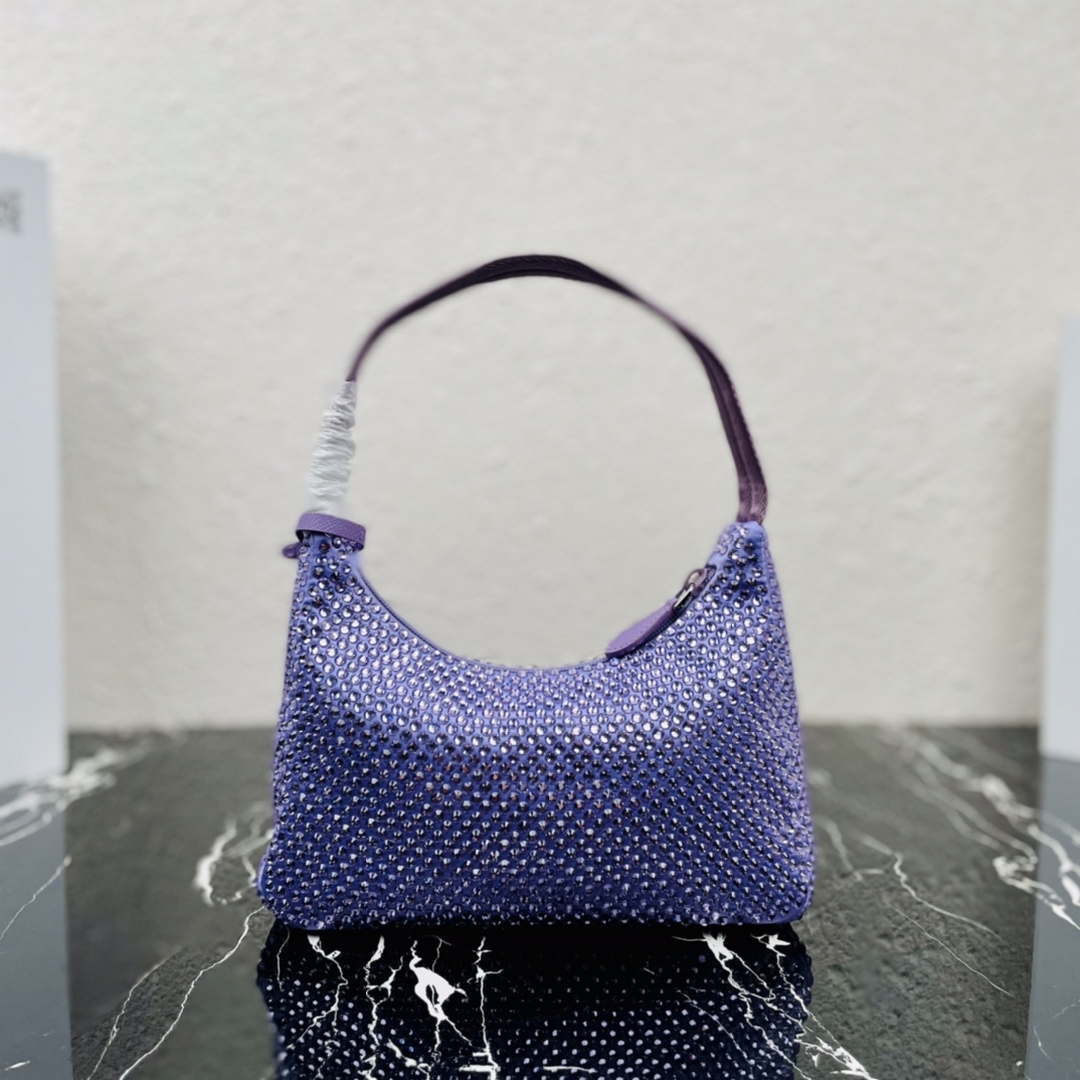 Prada 1NE515 Satin mini-bag with artificial crystals Purple - Default Title - View 2