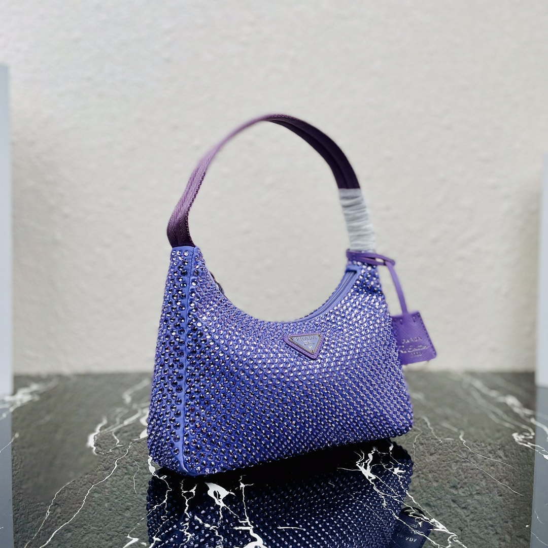 Prada 1NE515 Satin mini-bag with artificial crystals Purple - Default Title - View 3