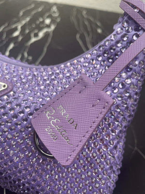 Prada 1NE515 Satin mini-bag with artificial crystals Purple - Default Title - View 5