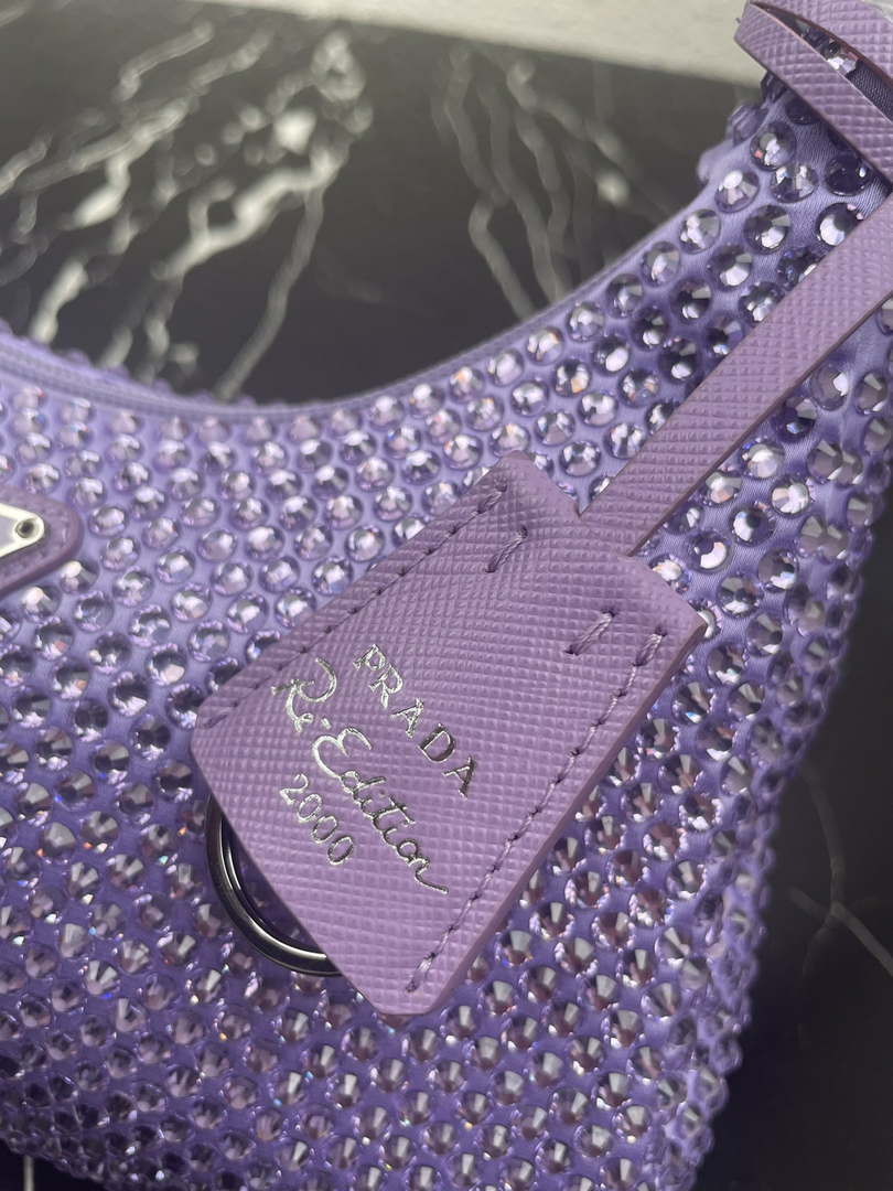 Prada 1NE515 Satin mini-bag with artificial crystals Purple - Default Title - View 5