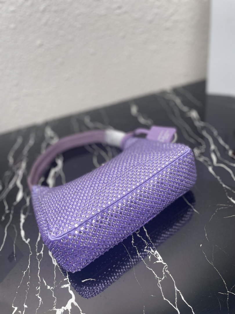 Prada 1NE515 Satin mini-bag with artificial crystals Purple