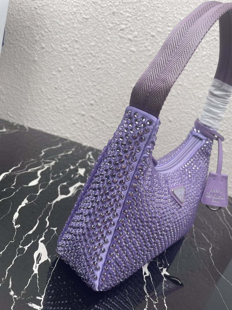 Prada 1NE515 Satin mini-bag with artificial crystals Purple - Default Title - View 7