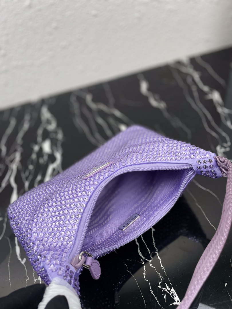 Prada 1NE515 Satin mini-bag with artificial crystals Purple - Default Title - View 8