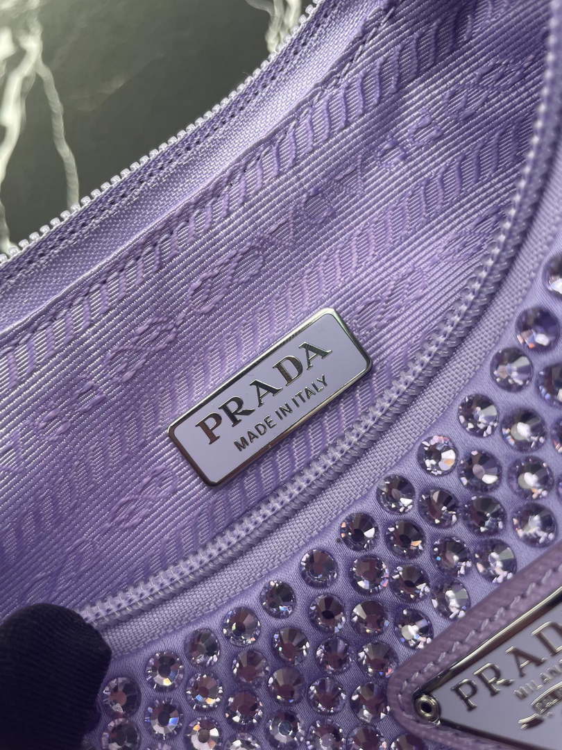 Prada 1NE515 Satin mini-bag with artificial crystals Purple - Default Title - View 9