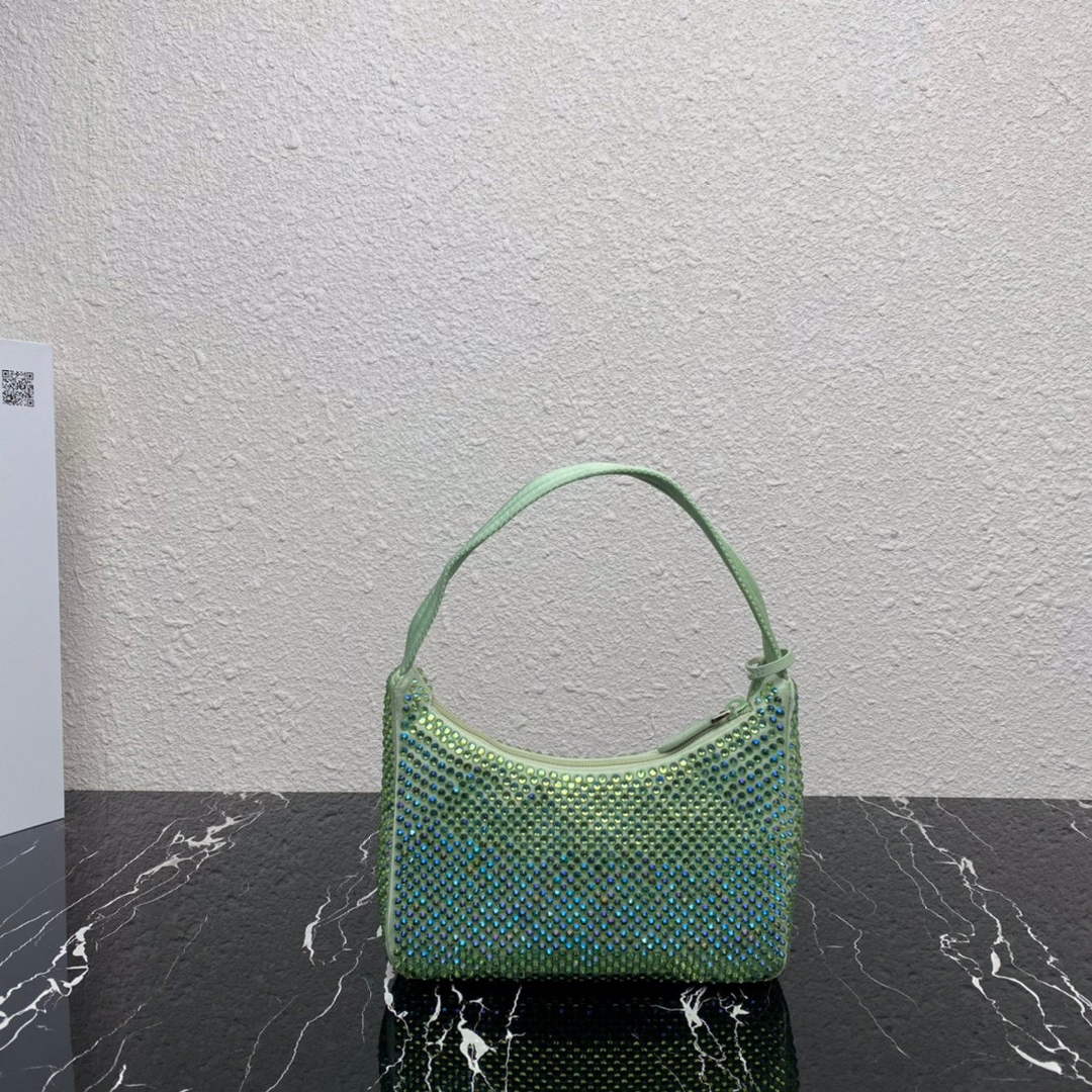 Prada 1NE515 Satin mini-bag with artificial crystals Green - Default Title - View 2