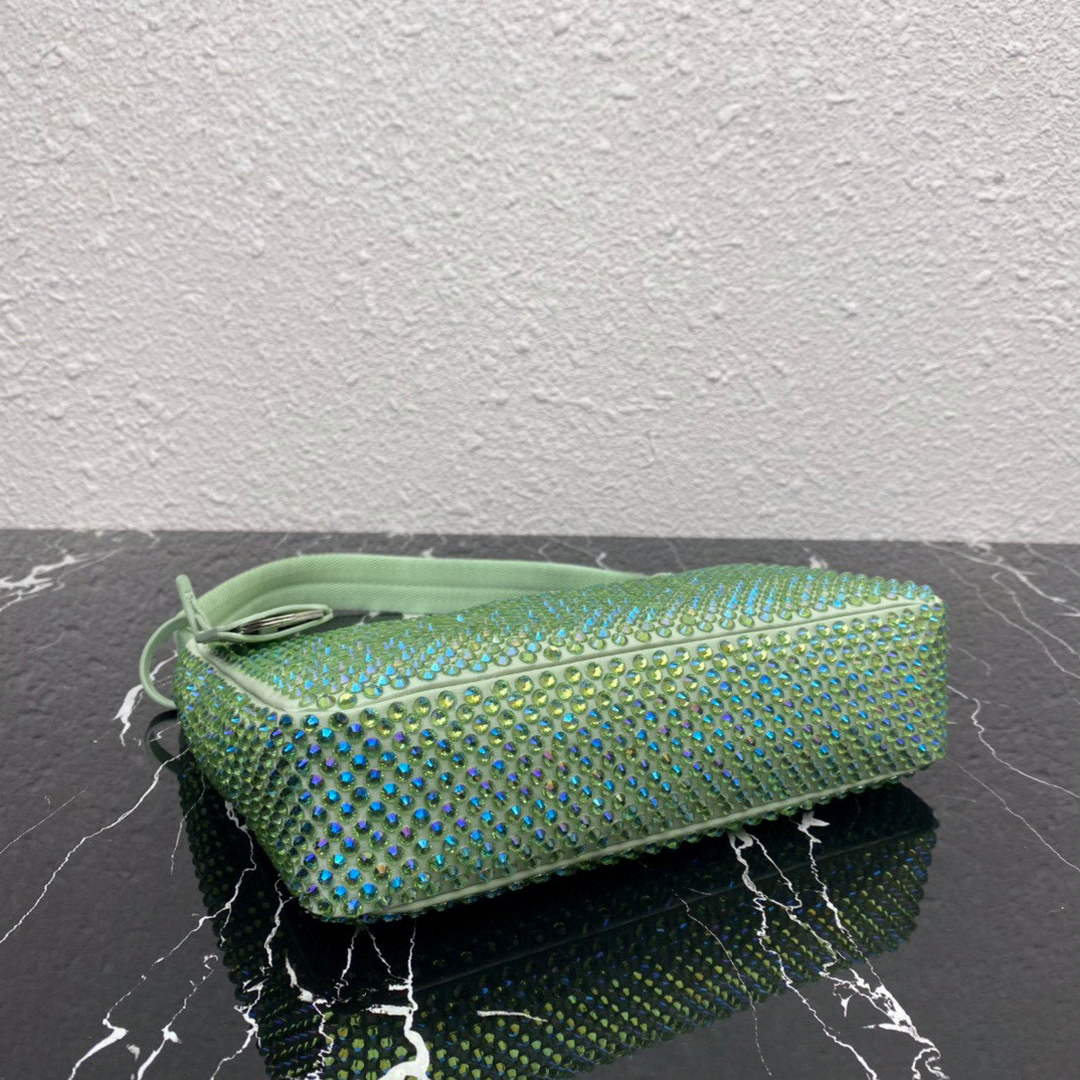 Prada 1NE515 Satin mini-bag with artificial crystals Green - Default Title - View 4