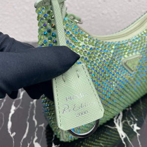 Prada 1NE515 Satin mini-bag with artificial crystals Green - Default Title - View 6