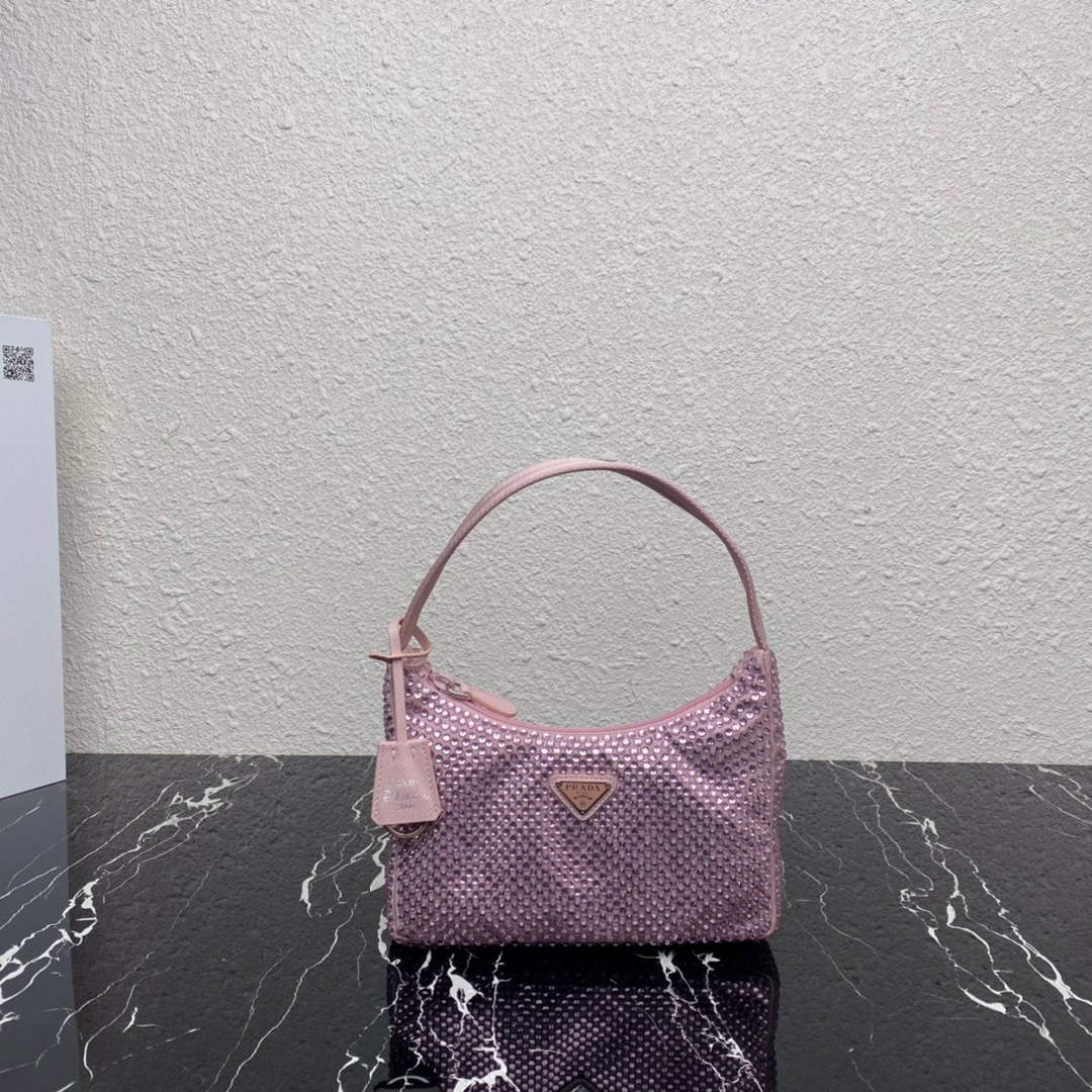 Prada 1NE515 Satin mini-bag with artificial crystals Pink - Default Title - View 1