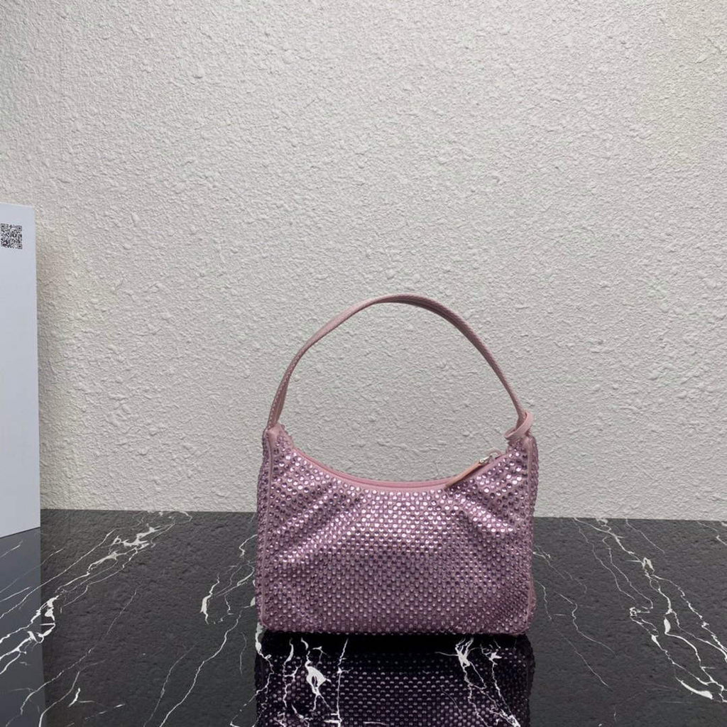 Prada 1NE515 Satin mini-bag with artificial crystals Pink