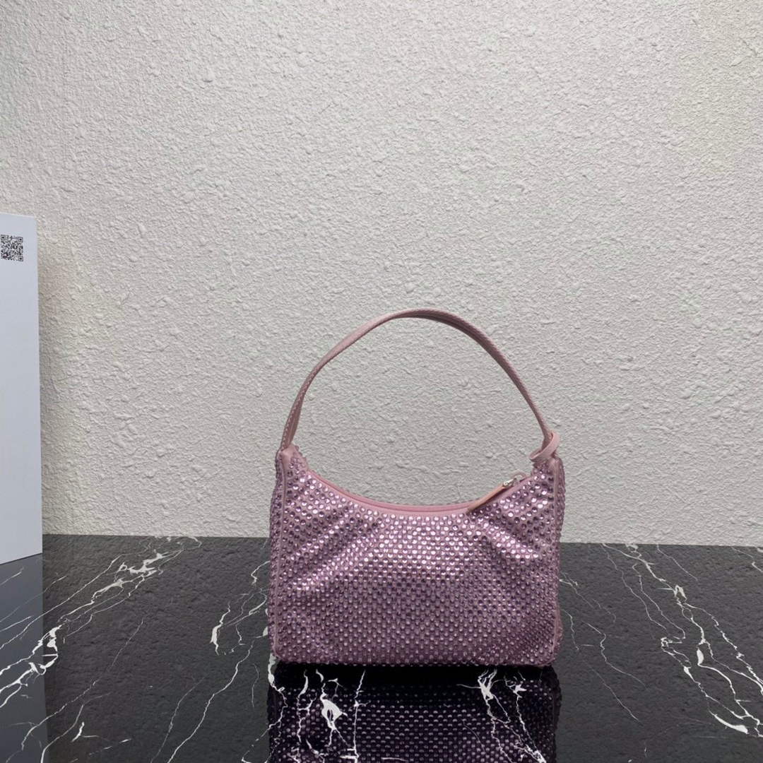 Prada 1NE515 Satin mini-bag with artificial crystals Pink