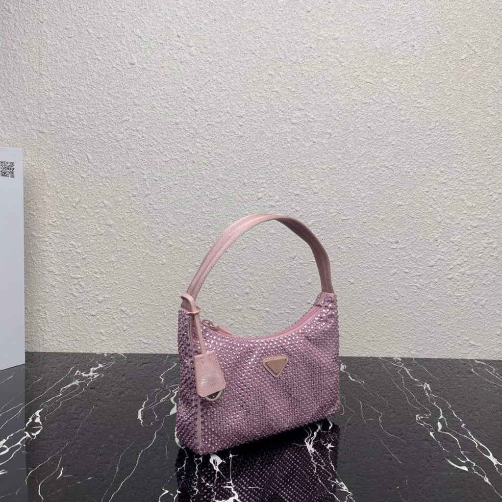Prada 1NE515 Satin mini-bag with artificial crystals Pink