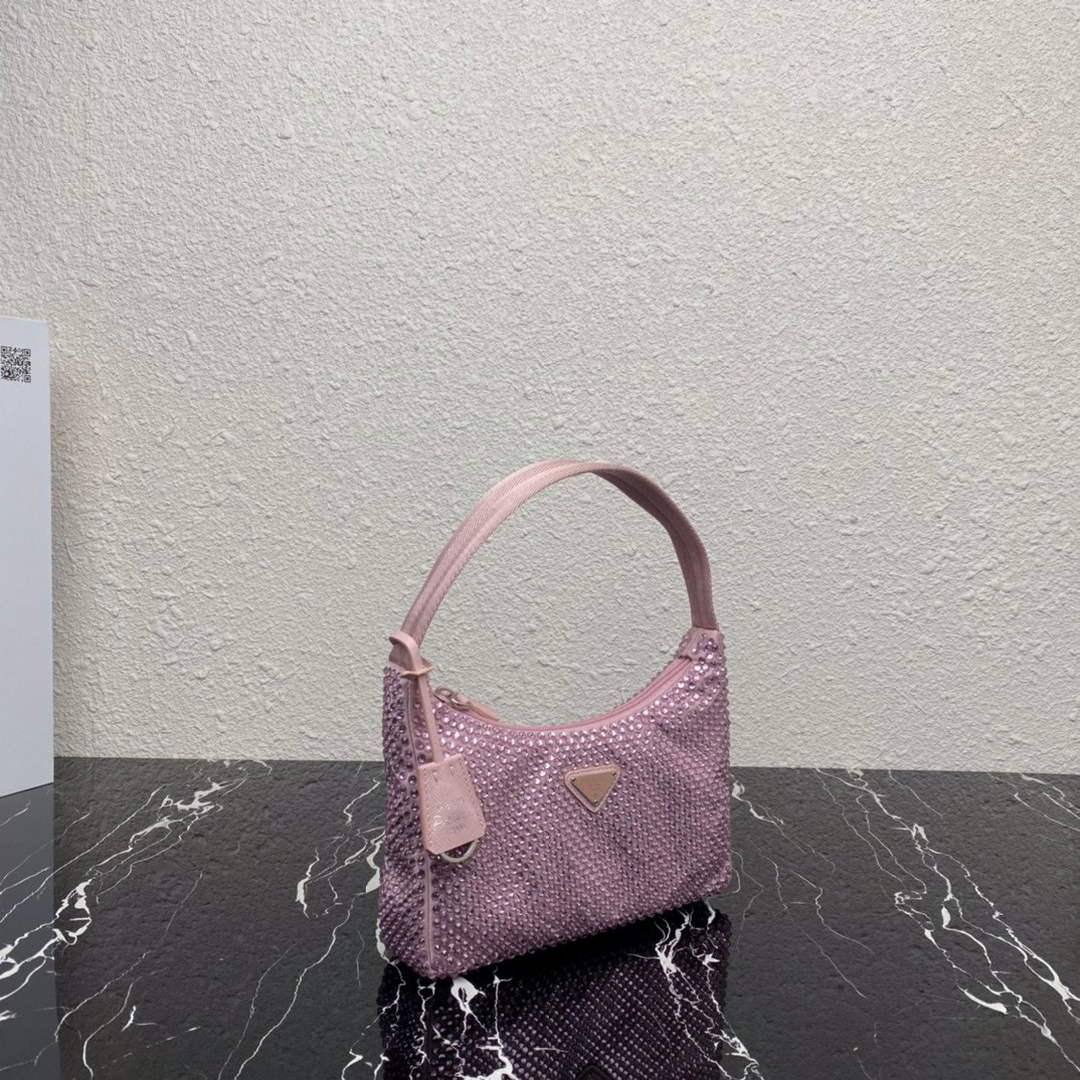 Prada 1NE515 Satin mini-bag with artificial crystals Pink