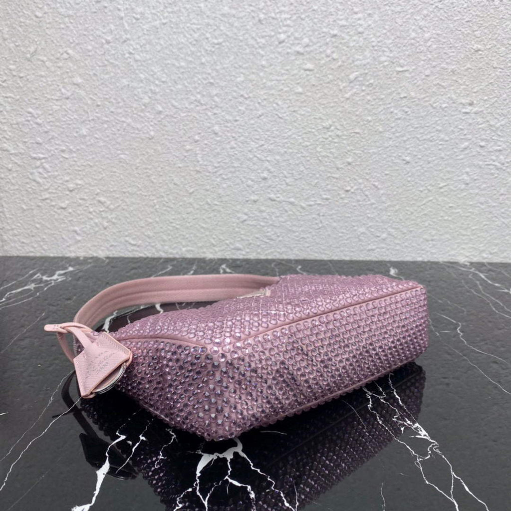 Prada 1NE515 Satin mini-bag with artificial crystals Pink