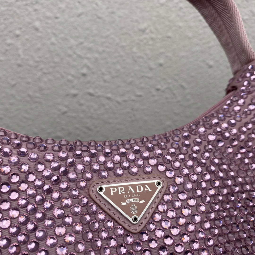Prada 1NE515 Satin mini-bag with artificial crystals Pink