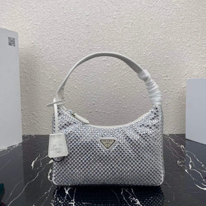 Prada 1NE515 Satin mini-bag with artificial crystals white - Default Title - View 1