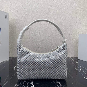 Prada 1NE515 Satin mini-bag with artificial crystals white - Default Title - View 2