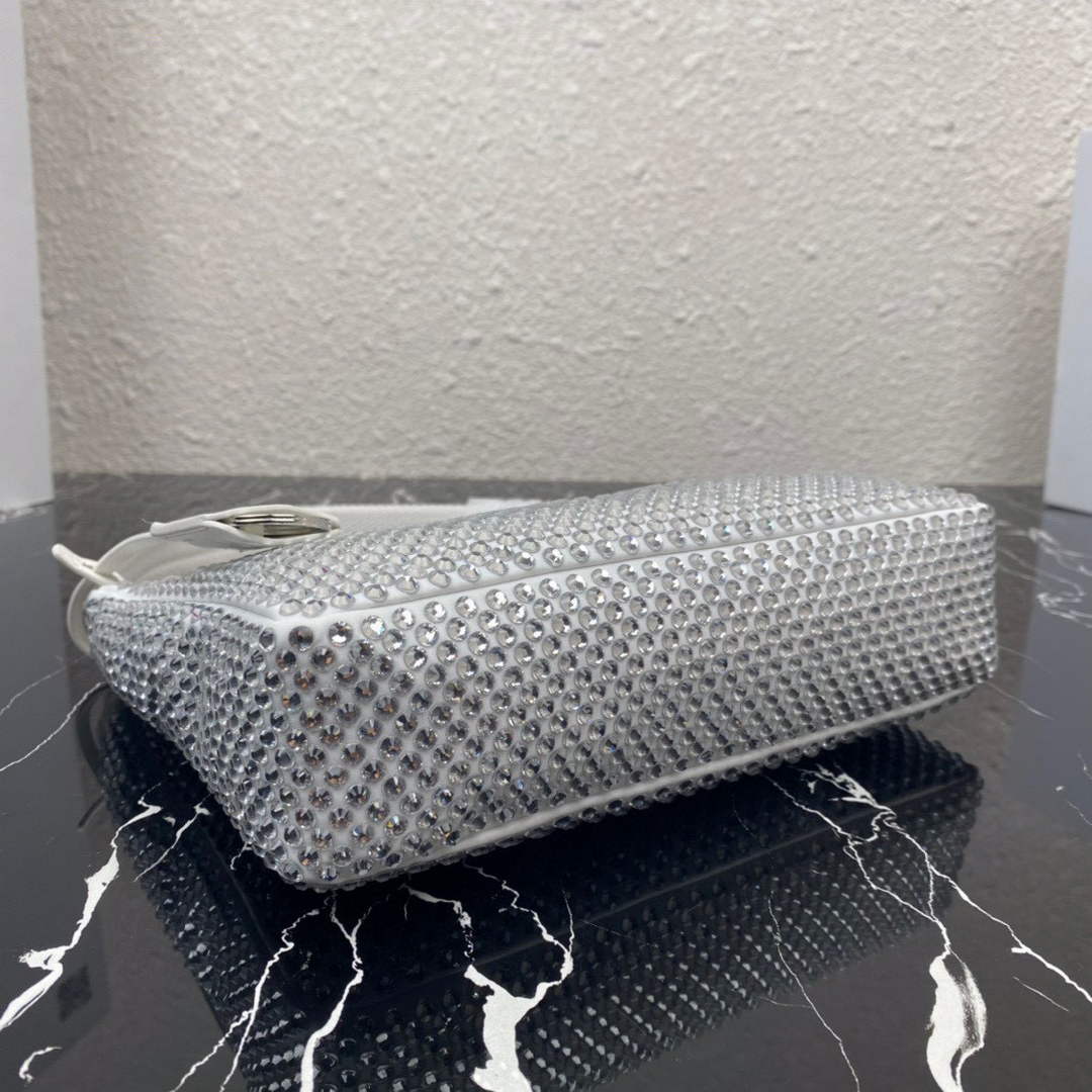 Prada 1NE515 Satin mini-bag with artificial crystals white - Default Title - View 4