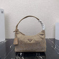 Prada 1NE515 Satin mini-bag with artificial crystals apricot