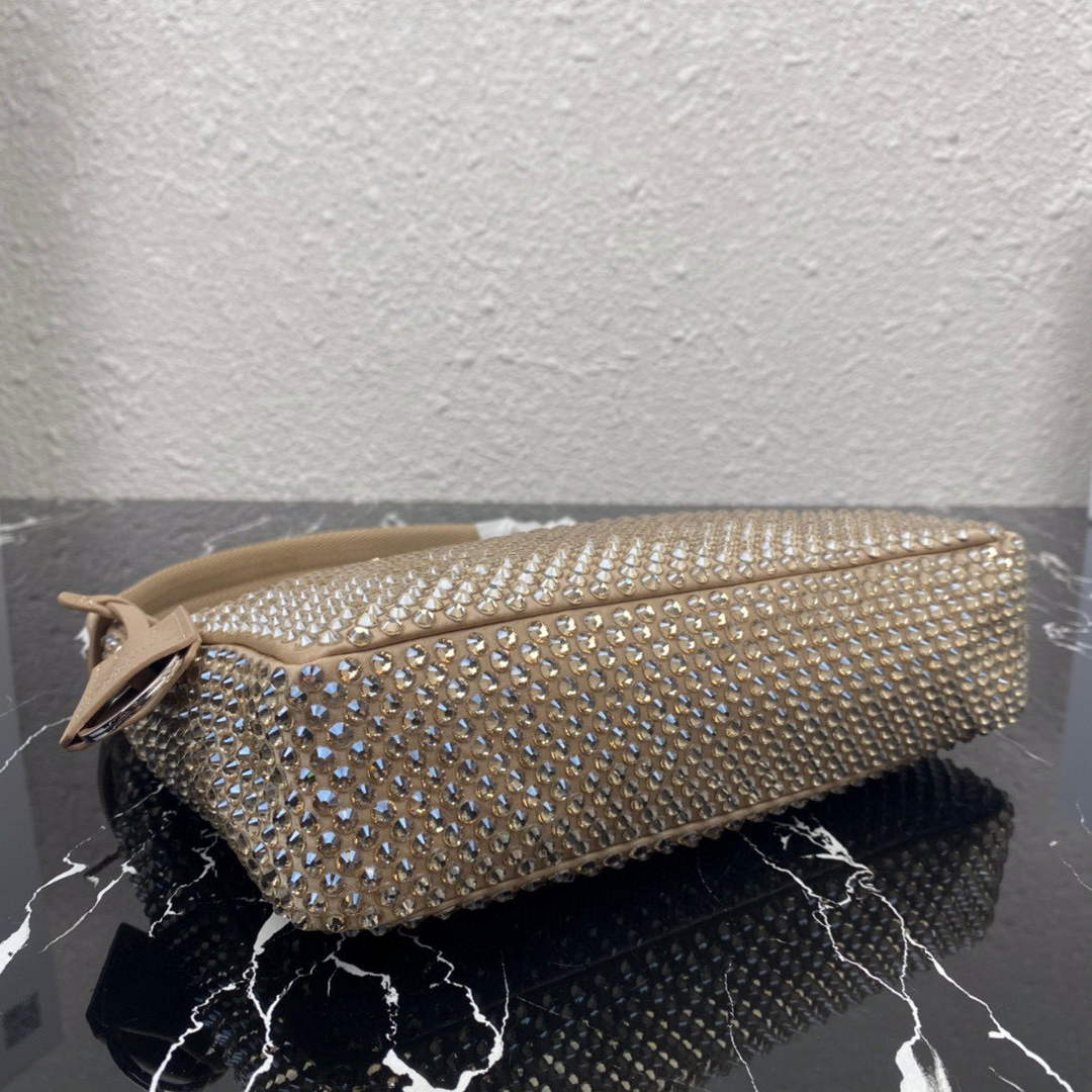 Prada 1NE515 Satin mini-bag with artificial crystals apricot