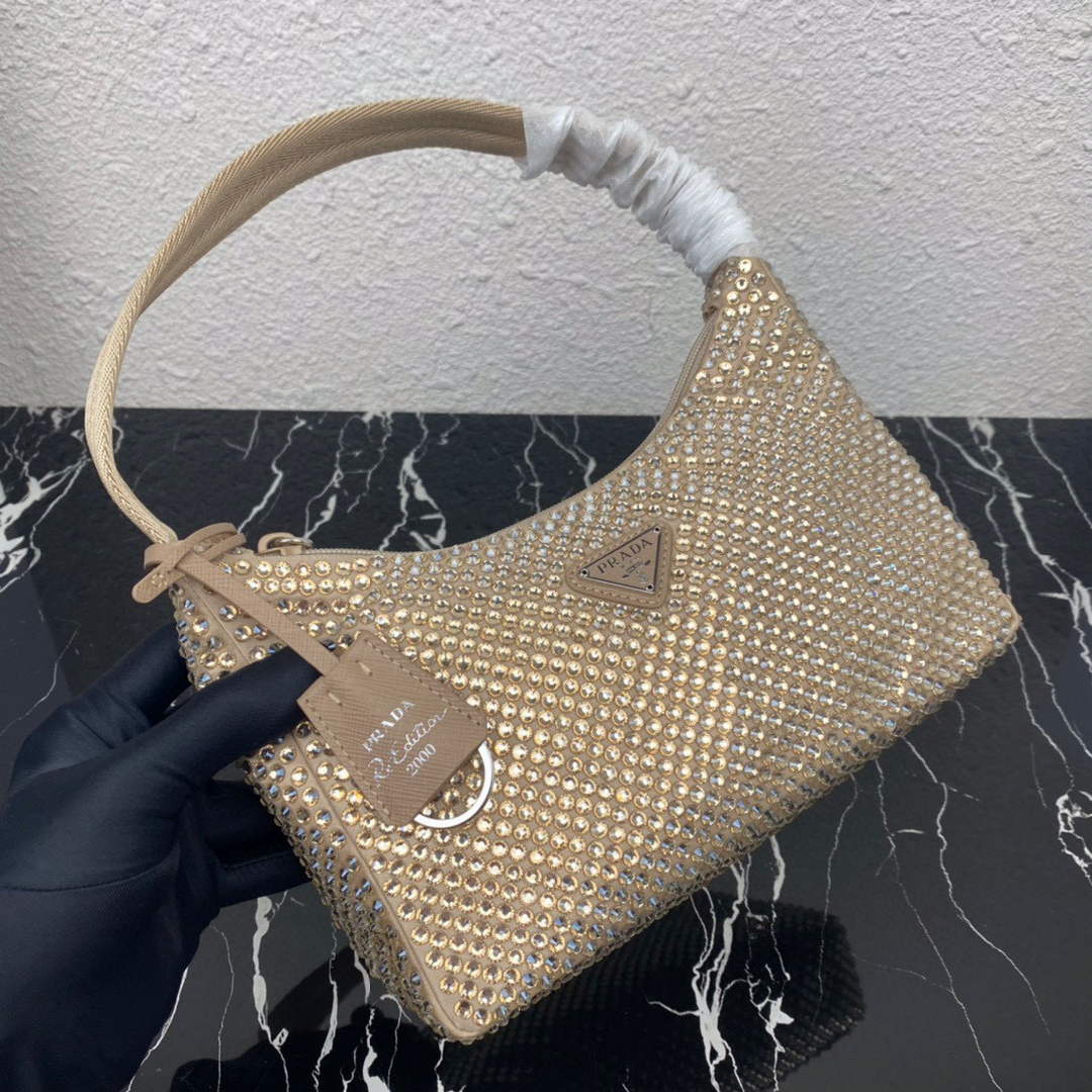 Prada 1NE515 Satin mini-bag with artificial crystals apricot - Default Title - View 7