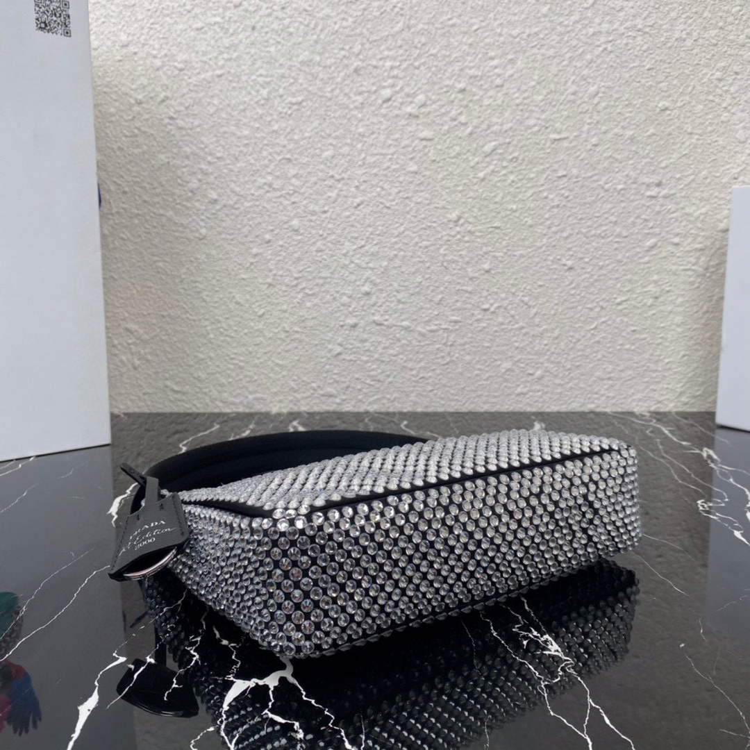 Prada 1NE515 Satin mini-bag with artificial crystals Black - Default Title - View 4