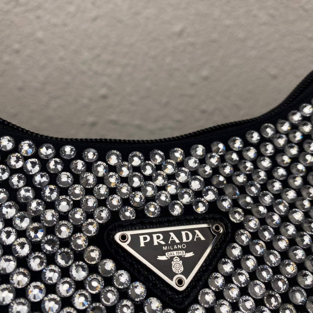 Prada 1NE515 Satin mini-bag with artificial crystals Black