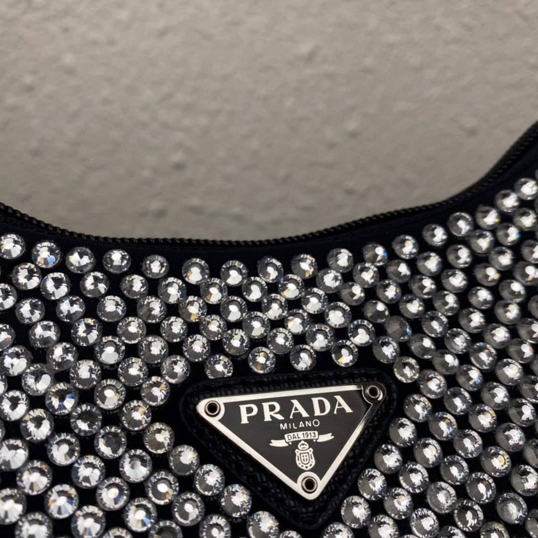 Prada 1NE515 Satin mini-bag with artificial crystals Black - Default Title - View 5