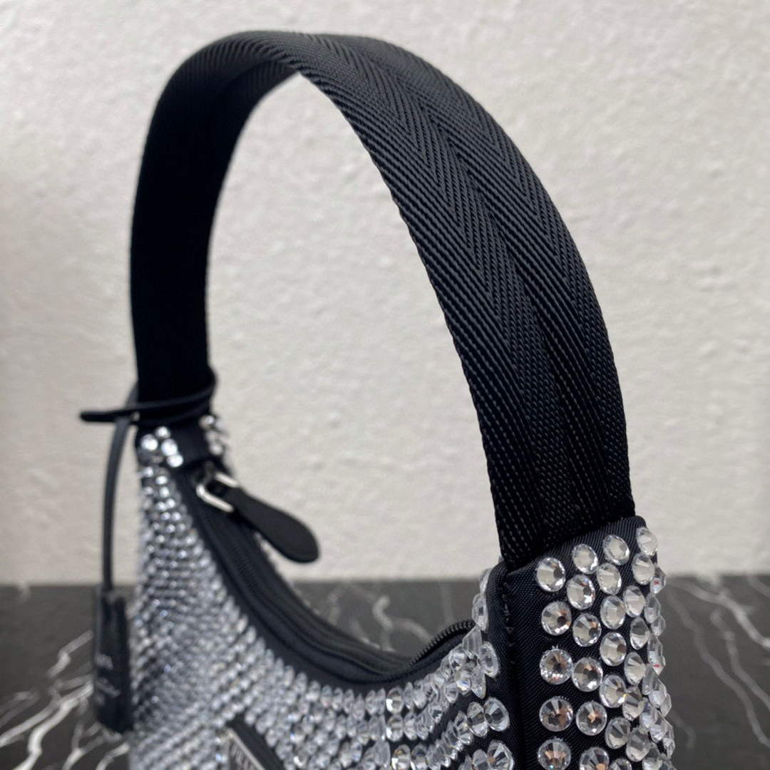 Prada 1NE515 Satin mini-bag with artificial crystals Black - Default Title - View 7