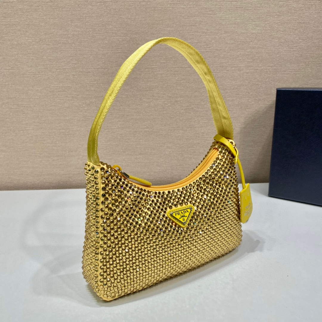 Prada 1NE515 Satin mini-bag with artificial crystals Yellow - Default Title - View 3