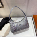 Prada 1NE515 Satin mini-bag with artificial crystals gray - Default Title - View 1