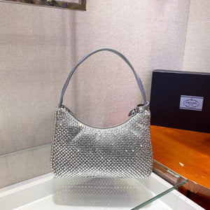Prada 1NE515 Satin mini-bag with artificial crystals gray - Default Title - View 2