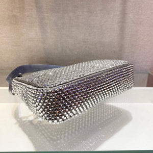 Prada 1NE515 Satin mini-bag with artificial crystals gray - Default Title - View 5