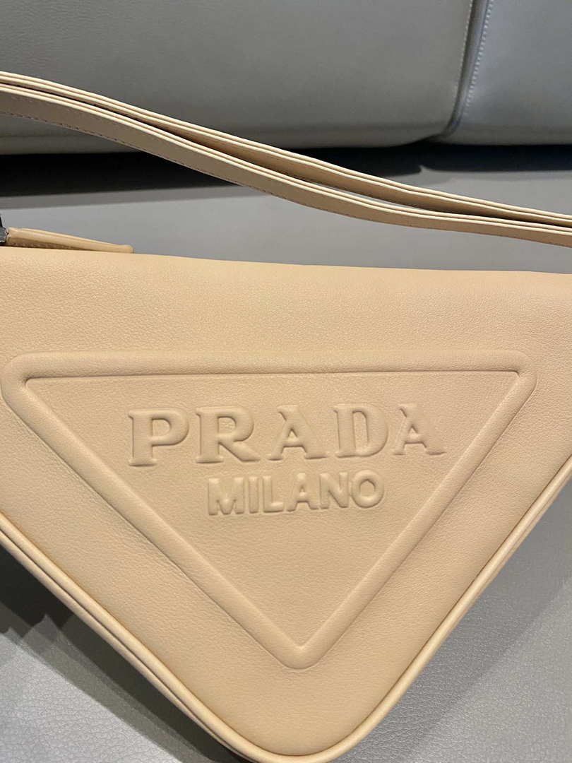 Prada 1NQ043 Triangle leather pouch Apricot