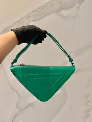 Prada 1NQ043 Triangle leather pouch Lake Blue - Default Title - View 1