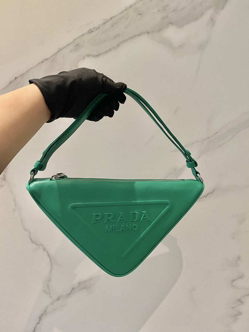 Prada 1NQ043 Triangle leather pouch Lake Blue - Default Title - View 1