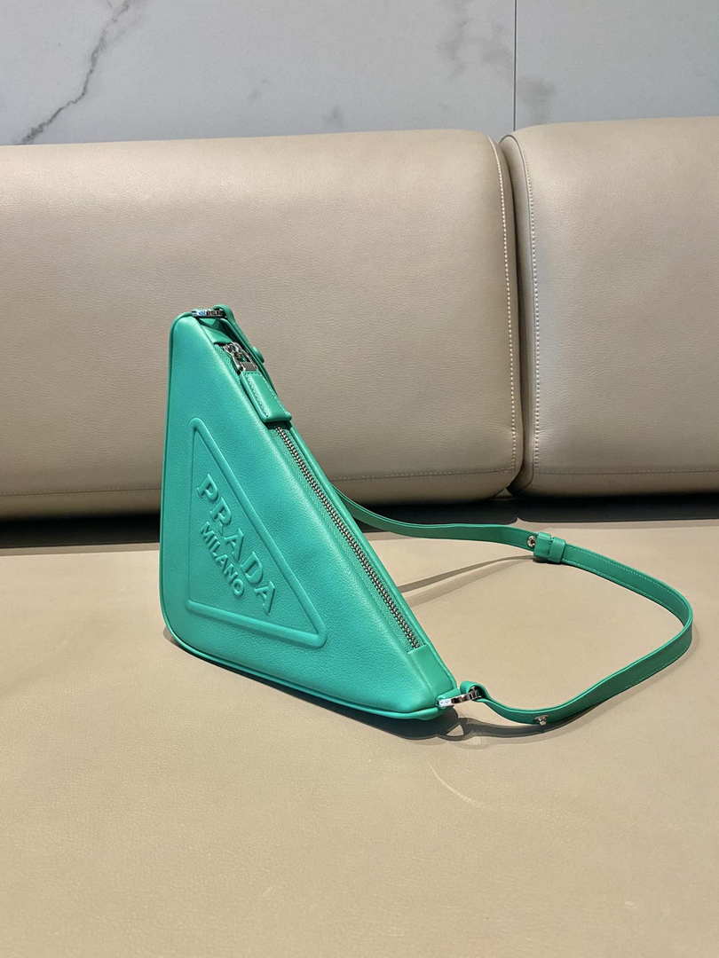 Prada 1NQ043 Triangle leather pouch Lake Blue - Default Title - View 3