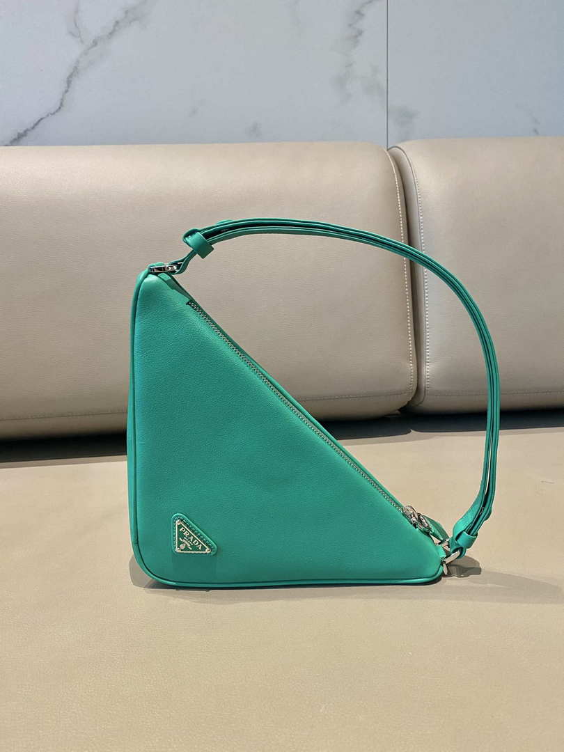 Prada 1NQ043 Triangle leather pouch Lake Blue - Default Title - View 5