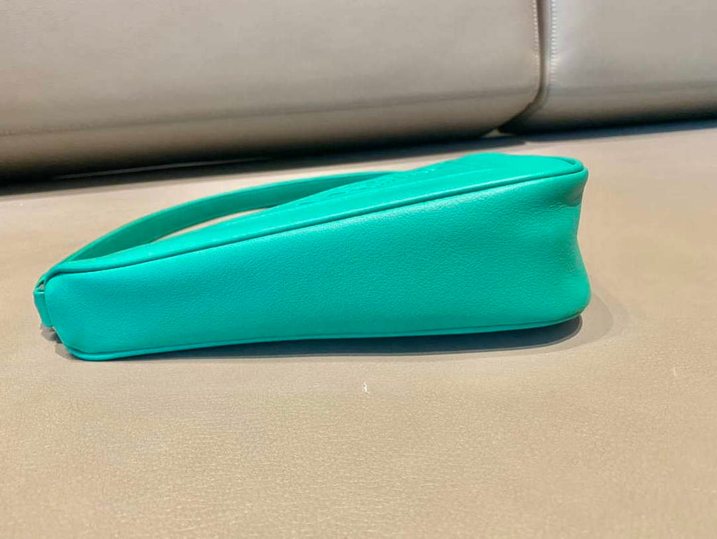Prada 1NQ043 Triangle leather pouch Lake Blue