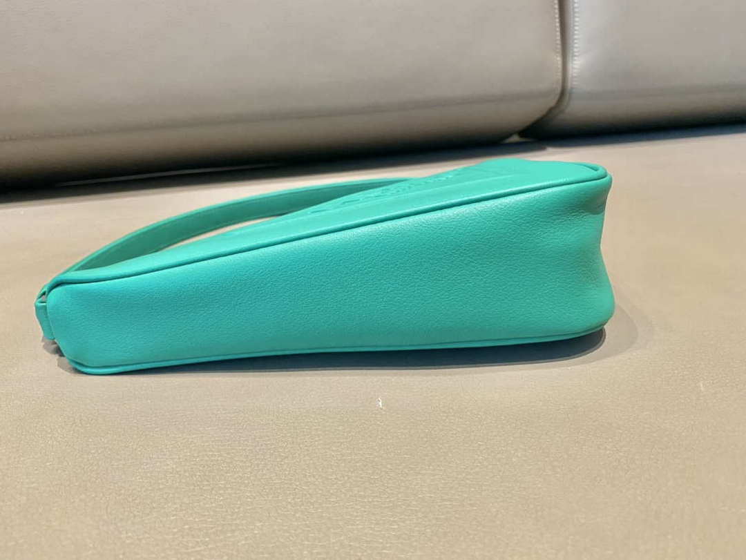 Prada 1NQ043 Triangle leather pouch Lake Blue