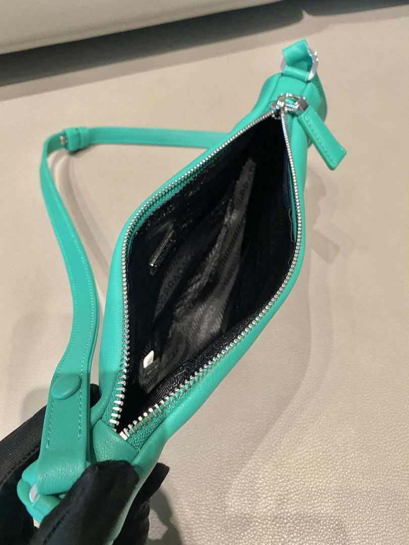 Prada 1NQ043 Triangle leather pouch Lake Blue - Default Title - View 7