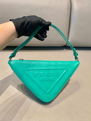 Prada 1NQ043 Triangle leather pouch Lake Blue - Default Title - View 8