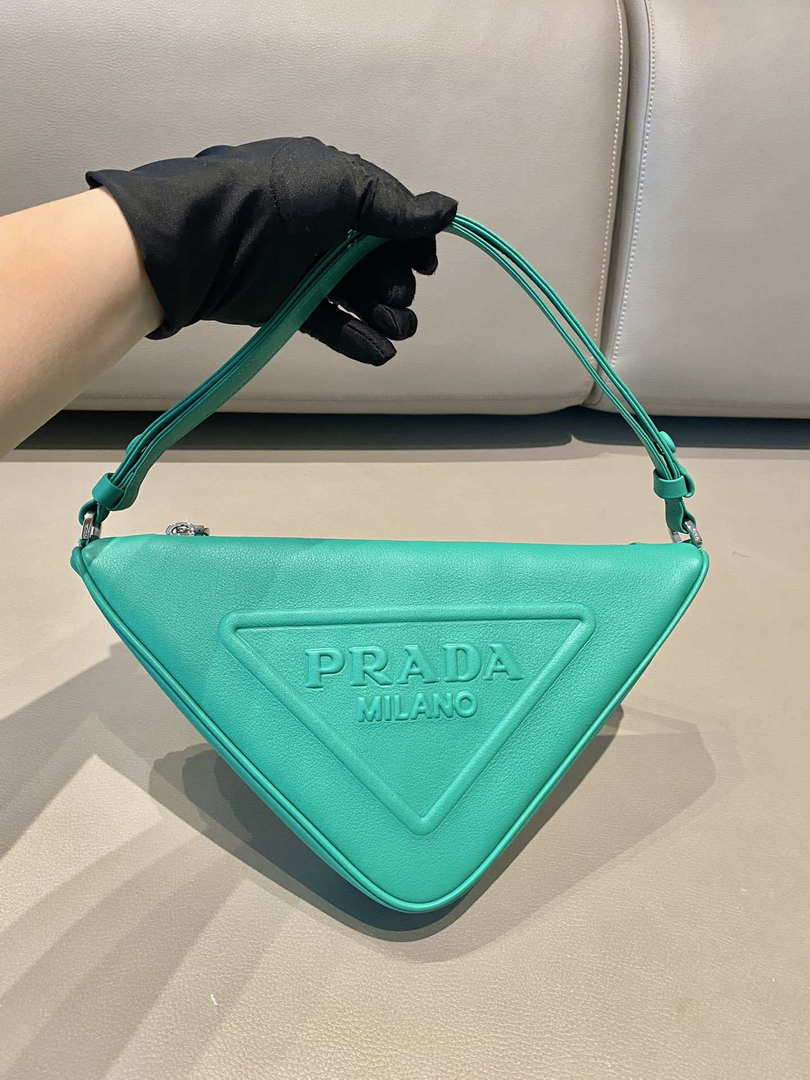 Prada 1NQ043 Triangle leather pouch Lake Blue - Default Title - View 8