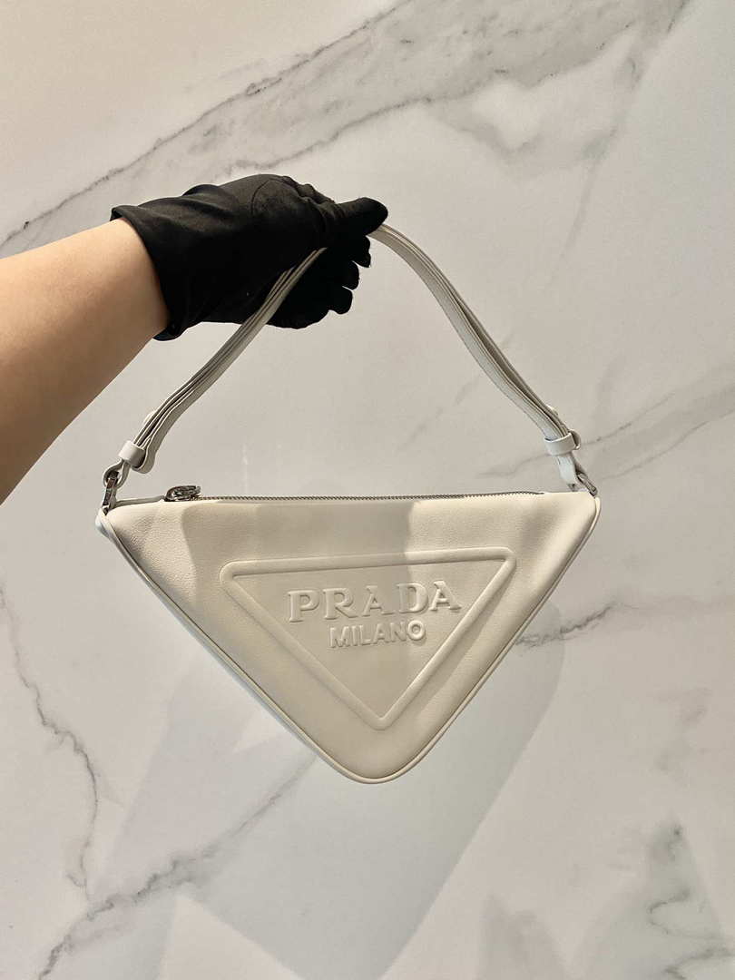 Prada 1NQ043 Triangle leather pouch White - Default Title - View 1