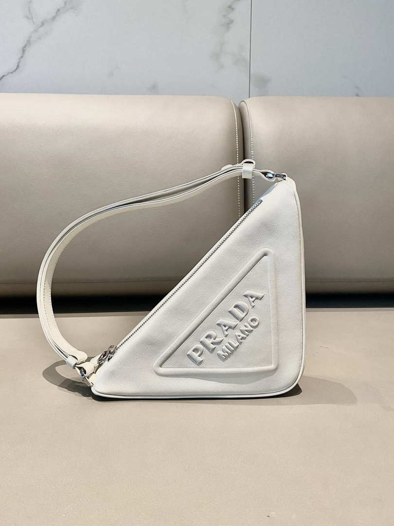 Prada 1NQ043 Triangle leather pouch White - Default Title - View 2